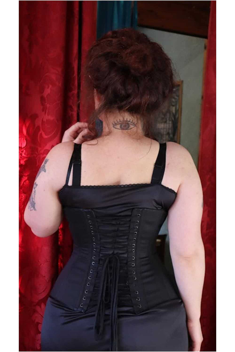 Edwardian Corset - Black Cotton Sateen