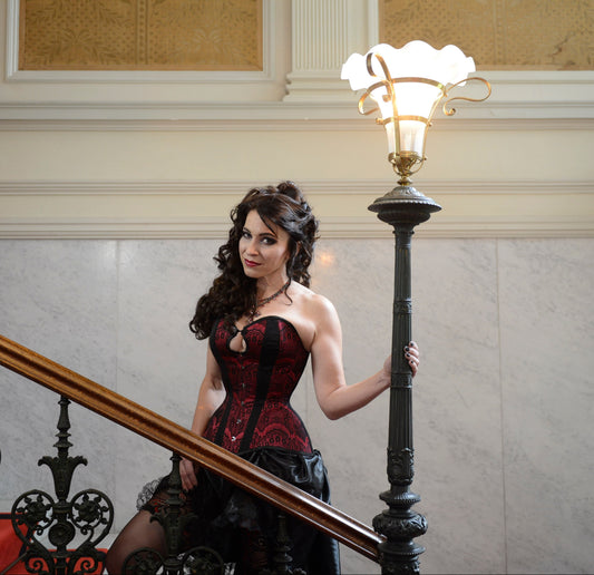 Magenta & Lace Keyhole Overbust Corset
