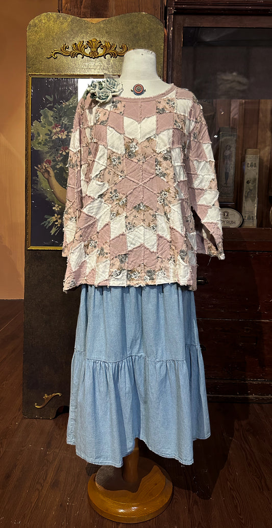 Paper Lace Star Patchwork Cotton Sweatshirt