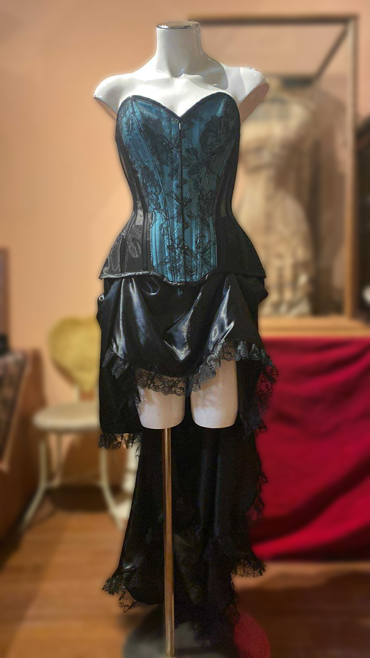 Teal Lace & Mesh Overbust Corset