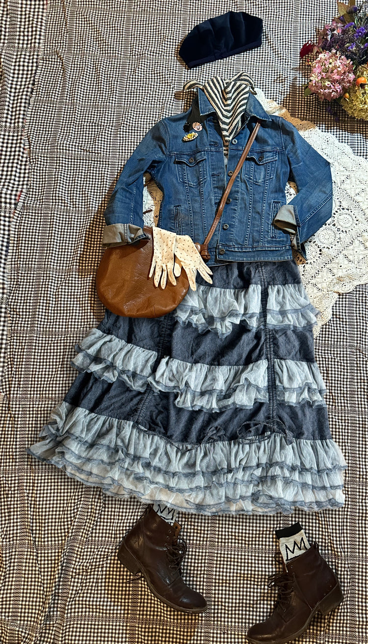 Paper Lace Ruched and Ruffled lace petticoat skirt