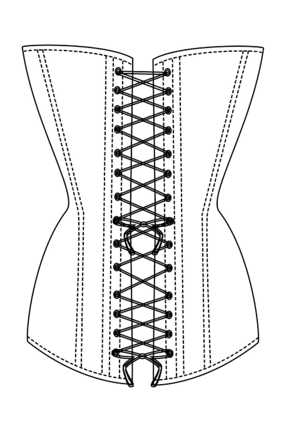 Corset lacing thin line how to lace Royalty Free Vector